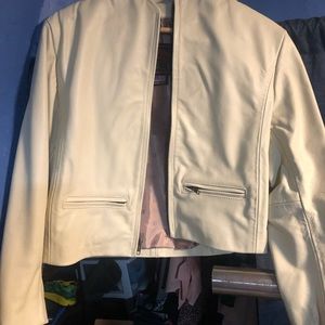 Off white custom made real leather jacket.. worn once like brand new
